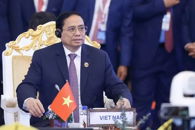 Phát biểu tại Đối thoại, Thủ tướng Chính phủ Phạm Minh Chính nhấn mạnh ASEAN tiếp tục là điểm sáng trong phục hồi và phát triển kinh tế - xã hội nhờ có tinh thần hợp tác và đoàn kết của Hiệp hội - Ảnh: VGP/Nhật Bắc