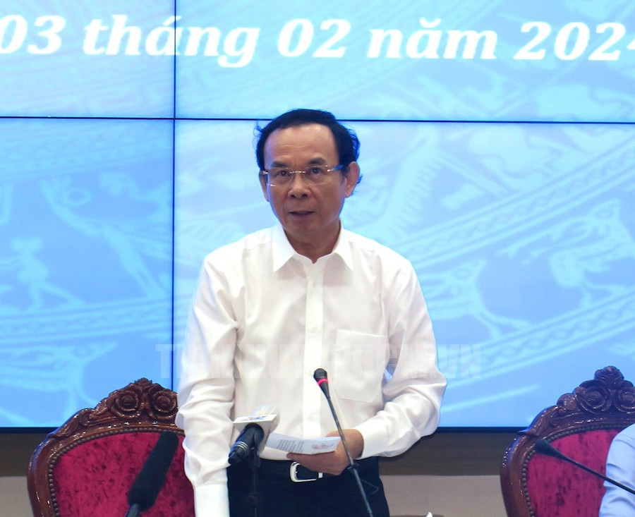 Bí thư Thành ủy TPHCM Nguyễn Văn Nên phát biểu tại phiên họp. (Ảnh: Thành ủy TPHCM) Bí thư Thành ủy TPHCM Nguyễn Văn Nên phát biểu tại phiên họp. (Ảnh: Thành ủy TPHCM)