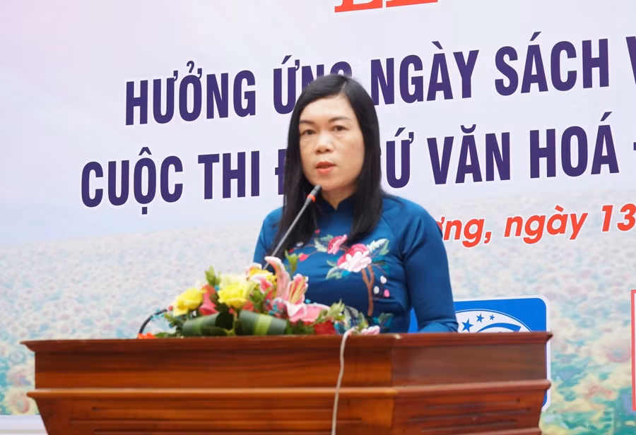 Bà Quách Thị Cường - Phó Giám đốc Sở Văn hóa và Thể thao Nghệ An mong muốn văn hóa đọc sẽ lan tỏa đến mỗi gia đình, nhà trường, đơn vị, cộng đồng.