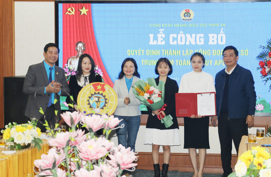 Công đoàn ngành giáo dục Nghệ An đã tổ chức lễ Công bố Quyết định thành lập Công đoàn cơ sở Trung tâm Toán tư duy Aplus. Công đoàn ngành giáo dục Nghệ An đã tổ chức lễ Công bố Quyết định thành lập Công đoàn cơ sở Trung tâm Toán tư duy Aplus.