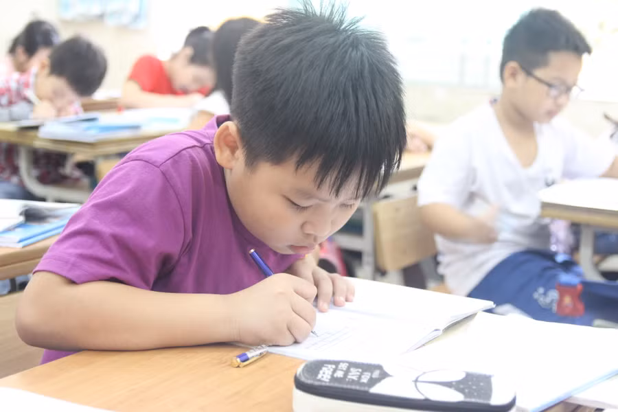 Toán và tiếng Anh là 2 môn học yêu thích của cậu bé.