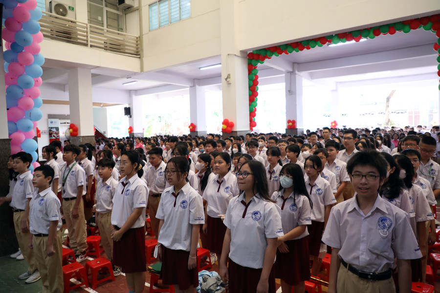 Lễ khai giảng tại Trường Quốc tế Á Châu sáng 5/9. Ảnh: Asian School Lễ khai giảng tại Trường Quốc tế Á Châu sáng 5/9. Ảnh: Asian School