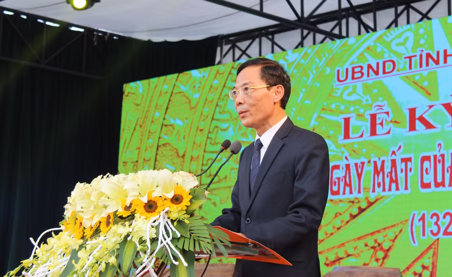 Ông Đầu Thanh Tùng - Phó Chủ tịch UBND tỉnh Thanh Hóa phát biểu lại buổi lễ kỷ niệm.