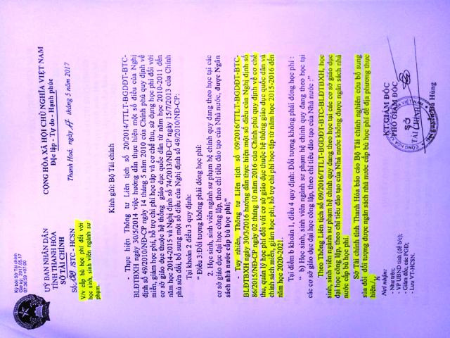 Văn bản của Sở Tài chính Thanh Hóa đề nghị lên Bộ Tài chính Văn bản của Sở Tài chính Thanh Hóa đề nghị lên Bộ Tài chính