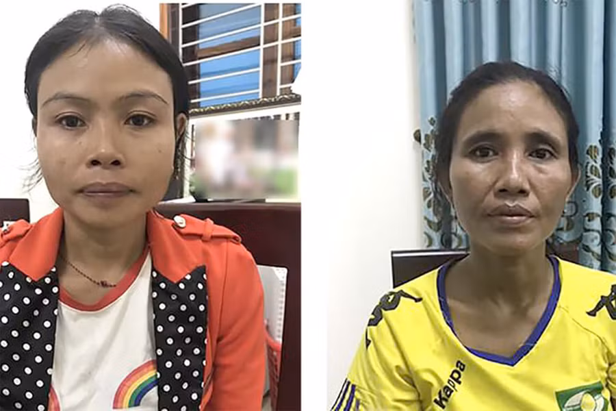 Hai đối tượng Lo Thị Căm (bên trái) và Moong Thị Xúm. Ảnh: Công an Nghệ An.