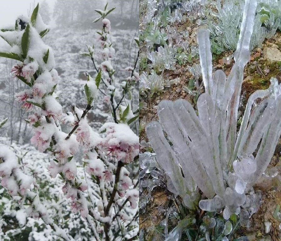 Băng giá xuất hiện tại "cổng trời" xã Mường Lống, huyện Kỳ Sơn, Nghệ An