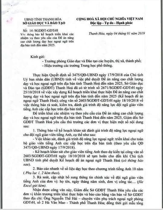 Công văn của Sở GD&ĐT Thanh Hóa. Công văn của Sở GD&ĐT Thanh Hóa.