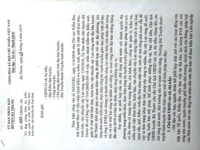 Công văn của UBND huyện Bá Thước Công văn của UBND huyện Bá Thước