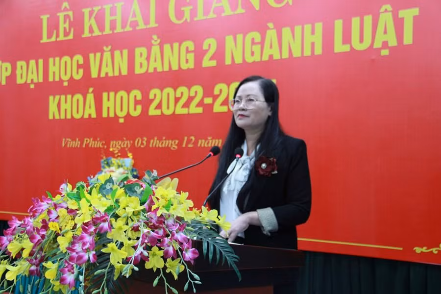 Bà Phạm Thị Hồng Nhung – Phó Trưởng ban Thường trực Ban Tổ chức Tỉnh ủy Vĩnh Phúc giao nhiệm vụ cho các đơn vị.