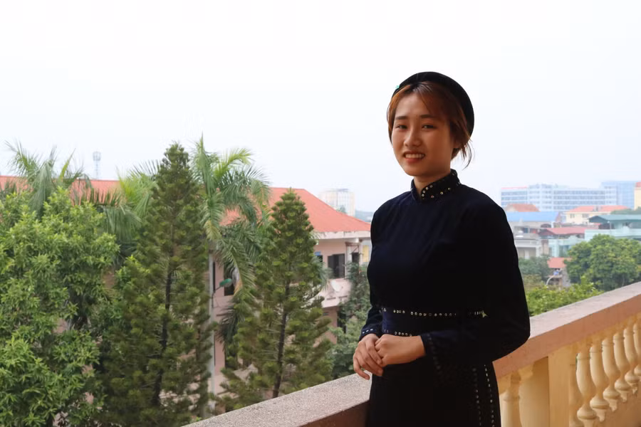 Em Hoàng Thị Diễm Kiều, sinh viên Khoa Nghiệp vụ văn hóa - du lịch, Trường Cao đẳng Văn hóa Nghệ thuật Việt Bắc.