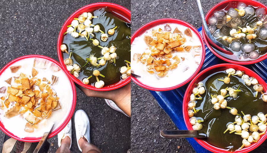 Bạn có thể chọn ăn tào phớ với sữa đậu hoặc nước đường hoa nhài.