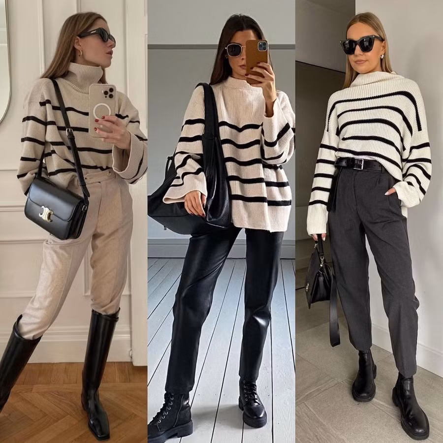 Áo len kẻ sọc là món đồ đầu tiên được nhắc đến vì tính khả dụng của nó.