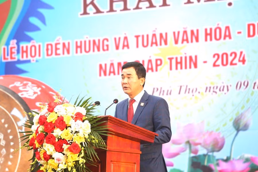 Ông Hồ Đại Dũng - Phó Chủ tịch UBND tỉnh Phú Thọ phát biểu.