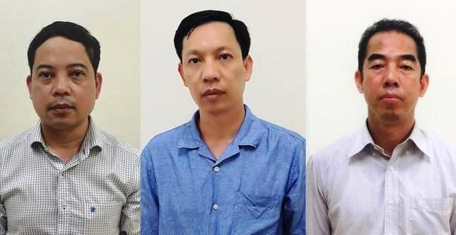 Các bị can Tô Anh Dũng, Vũ Anh Tuấn, Phạm Trung Kiên; (từ phải qua trái).