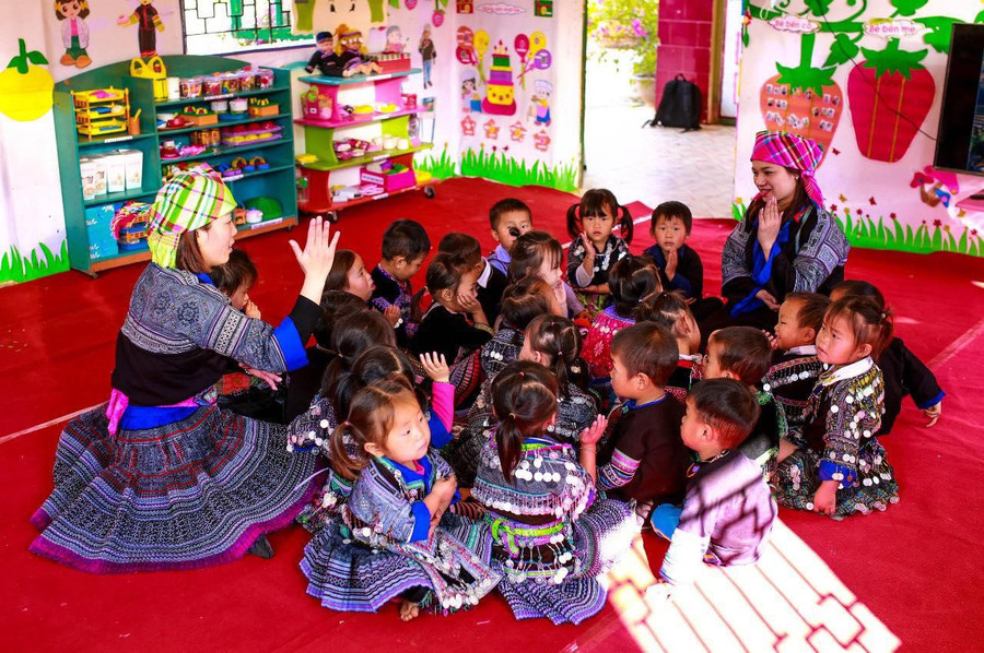 Học sinh mầm non Trường mầm non Kim Nọi (xã Kim Nọi, huyện Mù Cang Chải, tỉnh Yên Bái).