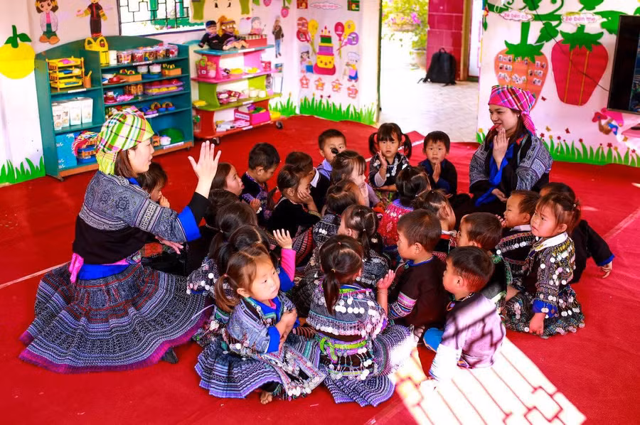 Học sinh mầm non Trường mầm non Kim Nọi (xã Kim Nọi, huyện Mù Cang Chải, tỉnh Yên Bái).