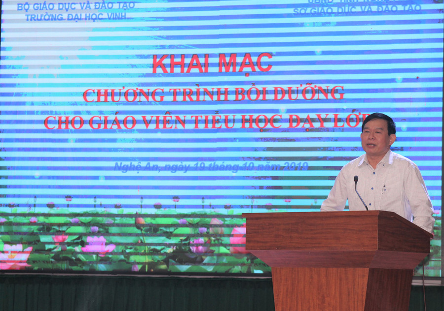 Ông Đào Công Lợi - Phó Giám đốc Sở GD&ĐT Nghệ An phát biểu tại lễ khai mạc