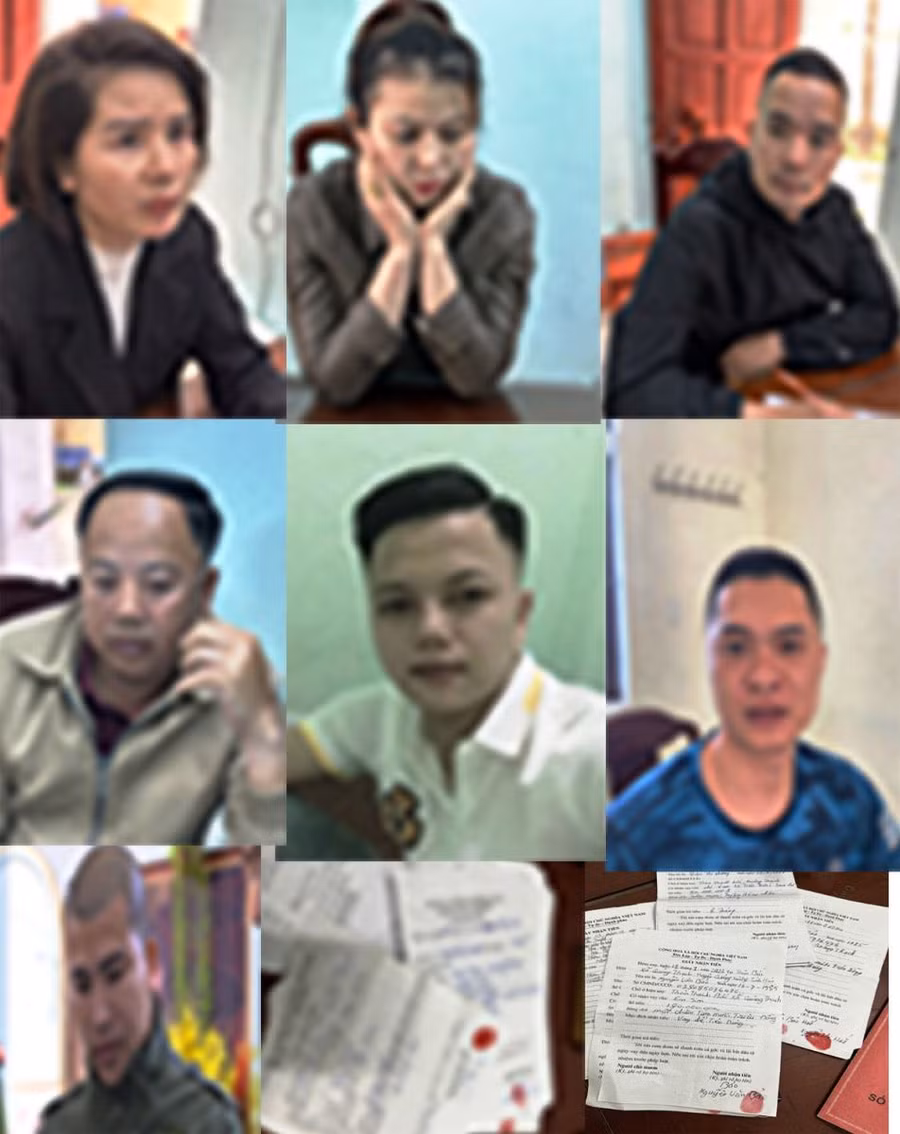 Nhóm người bị cho vay lãi nặng bị công an bắt giữ. Ảnh: Công an Thanh Hóa cung cấp.