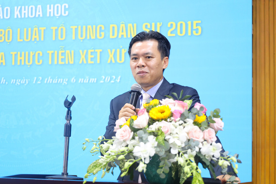 GS.TS Đỗ Văn Đại, Phó Hiệu trưởng Trường Đại học Luật TPHCM phát biểu khai mạc hội thảo. (Ảnh: HCMULAW)