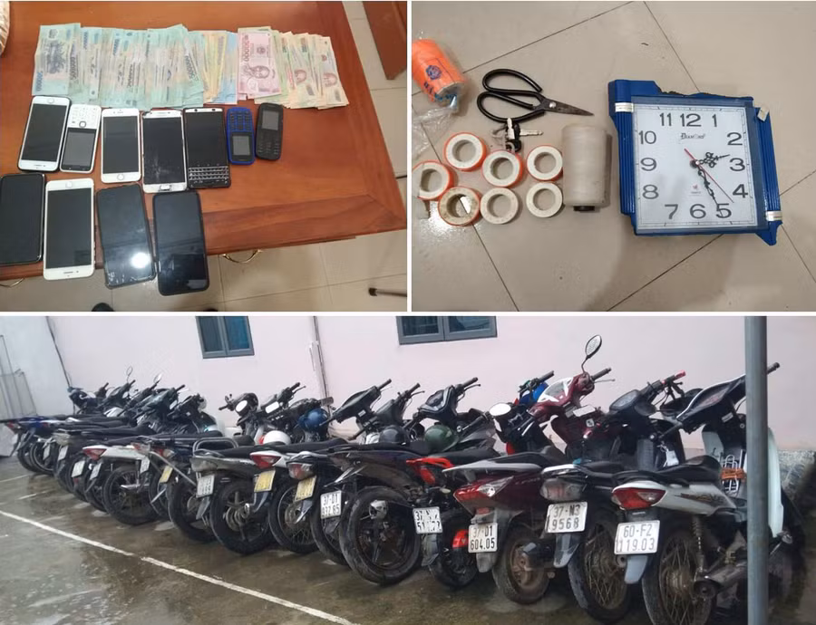 Một số tang vật bị công an thu giữ.