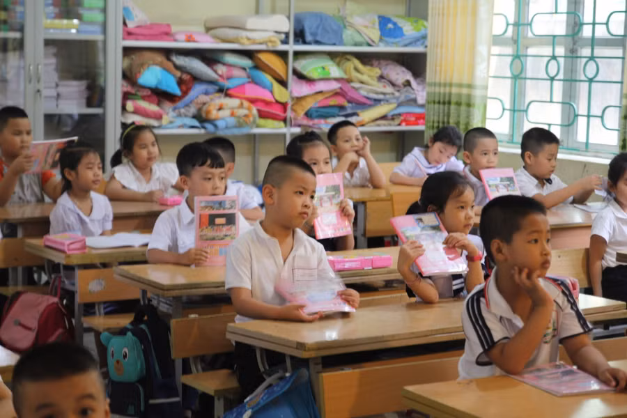 100% lớp 1 trên địa bàn tỉnh Yên Bái được học 2 buổi/ngày. Ảnh tư liệu