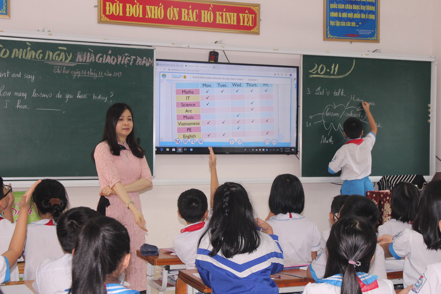 Giờ học tiếng Anh tại trường Tiểu học Lê Mao (TP Vinh, Nghệ An)