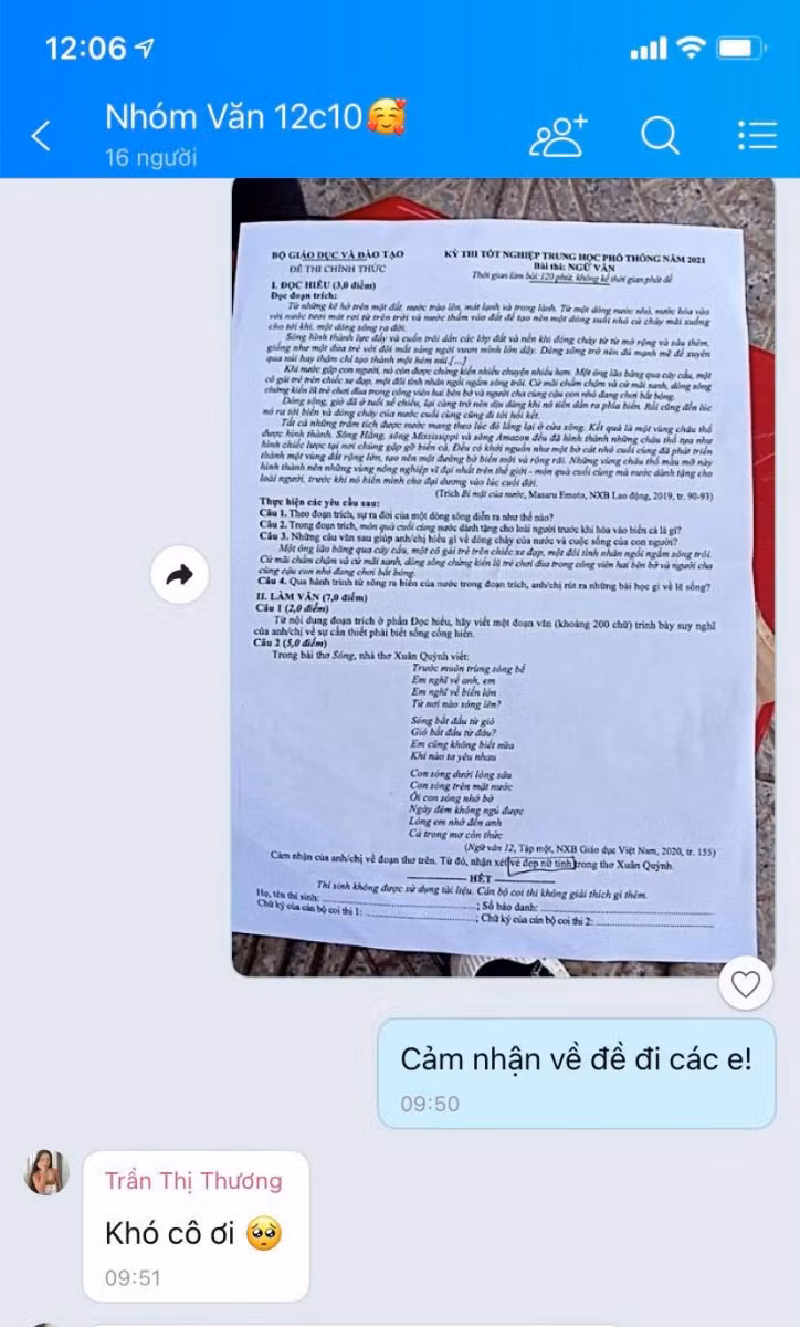 GV và HS phân tích đề thi tốt nghiệp THTP đợt 1 để định hướng ôn tập cho kỳ thi đợt 2 sắp tới