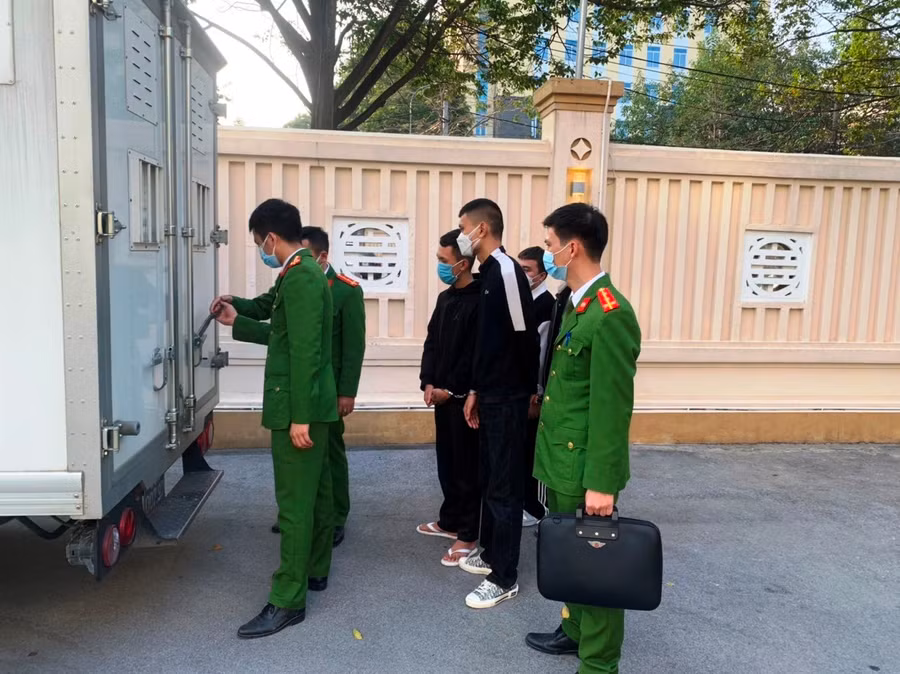 Các nghi phạm bị Công an bắt tạm giam. Ảnh: Công an Thanh Hóa cung cấp.