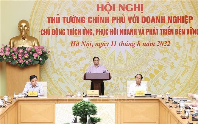 Thủ tướng Phạm Minh Chính chủ trì hội nghị. Ảnh: Dương Giang/TTXVN