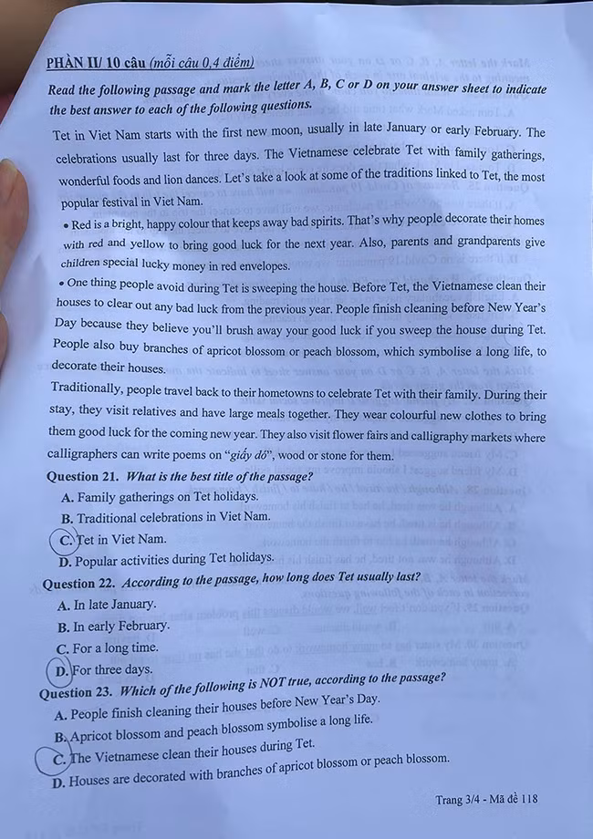 Nhận xét và gợi ý giải đề thi môn Ngoại ngữ kỳ thi tuyển sinh lớp 10 Hà Nội ảnh 3