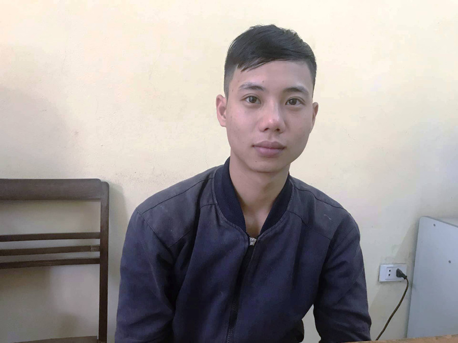 Nghi can Đỗ Huy Mạnh tại cơ quan công an. Ảnh: Công an TP. Thanh Hóa cung cấp.