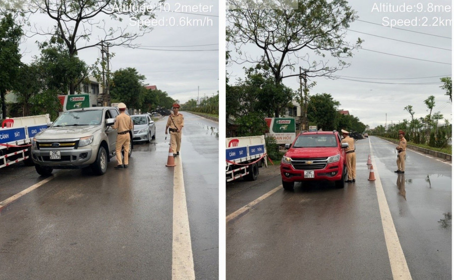 Tổ tuần tra kiểm soát Phòng CSGT Công an tỉnh Vĩnh Phúc thực hiện kiểm tra nồng độ cồn trưa 13/11.