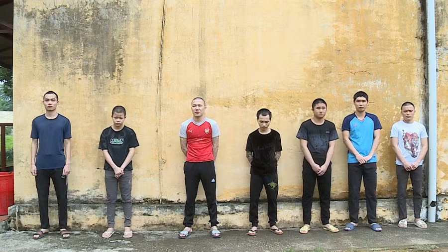 Những người bị bắt giữ. (Ảnh: Công an tỉnh Vĩnh Phúc)