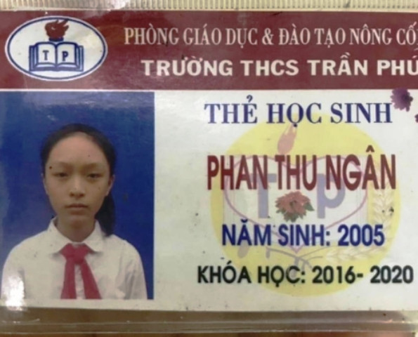 Nữ sinh Phan Thu Ngân. Ảnh: Gia đình cung cấp.