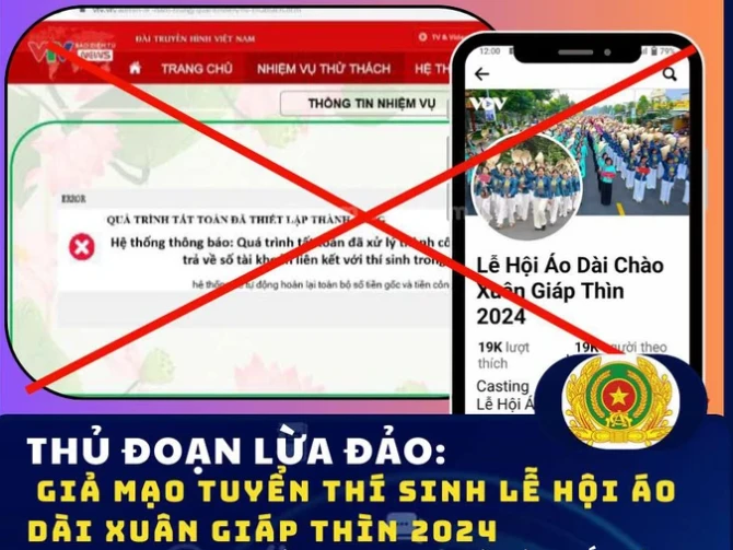 PA05 - Công an TPHCM cảnh báo việc giả mạo tuyển thí sinh dự thi áo dài lừa đảo chiếm đoạt tài sản. (Ảnh: Trung tâm Báo chí TPHCM)