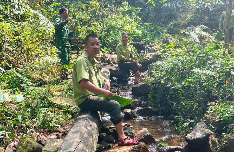 Ông Hoàng Cường Đạo, Trạm trưởng Trạm Kiểm lâm Yên Thắng cùng cán bộ Ban Quản lý rừng phòng hộ Quan Sơn và Đồn Biên phòng Yên Khương đi kiểm tra rừng. Ông Hoàng Cường Đạo, Trạm trưởng Trạm Kiểm lâm Yên Thắng cùng cán bộ Ban Quản lý rừng phòng hộ Quan Sơn và Đồn Biên phòng Yên Khương đi kiểm tra rừng.