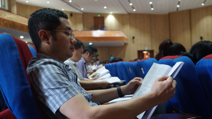 Đại biểu tham dự hội nghị nghiên cứu các quy định, nghiệp vụ thanh tra, kiểm tra Kỳ thi tốt nghiệp THPT. Ảnh: Mạnh Tùng