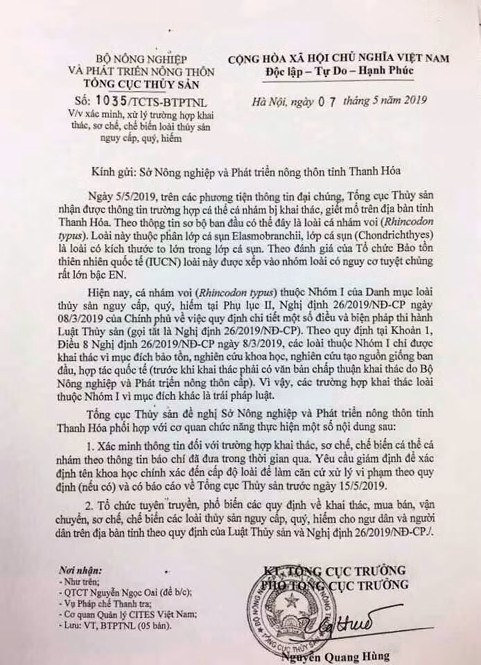 Công văn của Tổng cục Thủy sản- Bộ Nông nghiệp và Phát triển Nông thôn Công văn của Tổng cục Thủy sản- Bộ Nông nghiệp và Phát triển Nông thôn