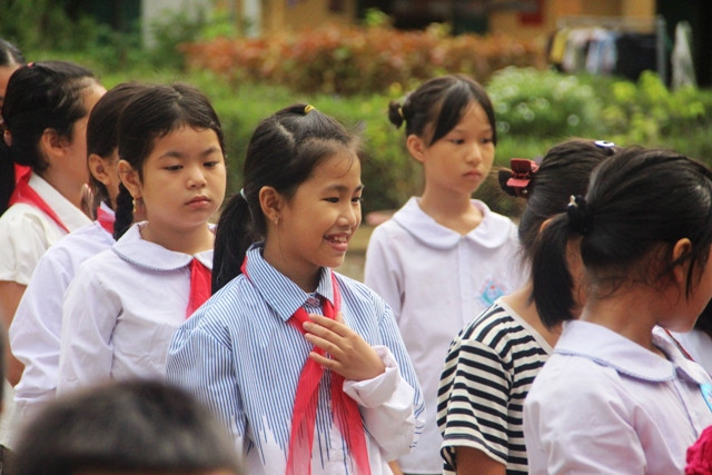 Niềm vui trong buổi tựu trường.