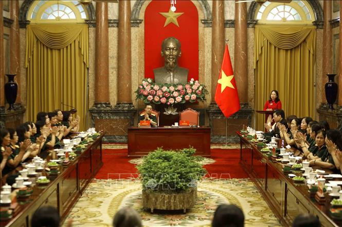 Phó Chủ tịch nước Võ Thị Ánh Xuân phát biểu. Ảnh: An Đăng/TTXVN