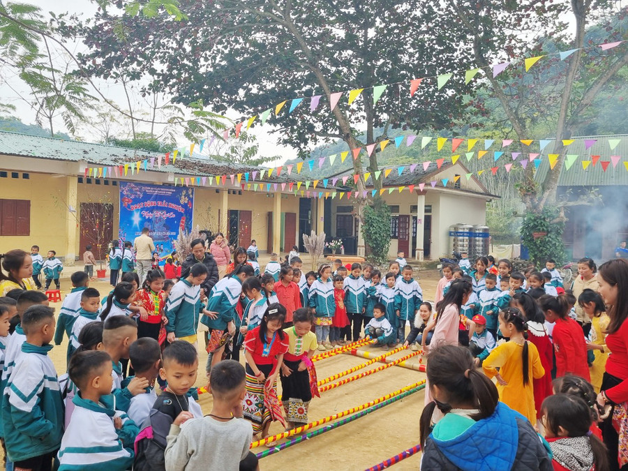 Học sinh Trường Tiểu học Lượng Minh (huyện Tương Dương, Nghệ An) nhảy sạp trong hoạt động trải nghiệm "Ngày tết quê em". Học sinh Trường Tiểu học Lượng Minh (huyện Tương Dương, Nghệ An) nhảy sạp trong hoạt động trải nghiệm "Ngày tết quê em".