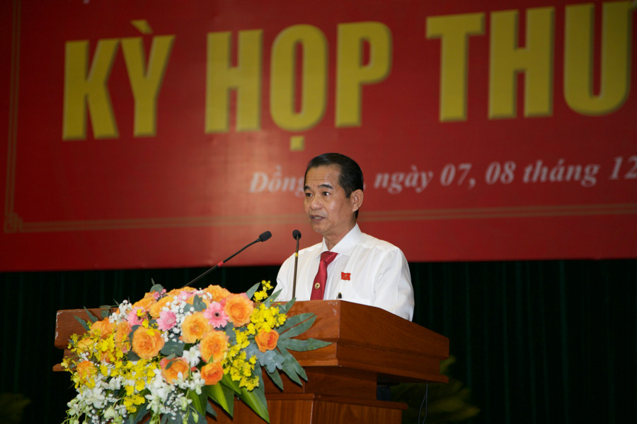 Chủ tịch HĐND tỉnh Đồng Nai Thái Bảo phát biểu khai mạc kỳ họp. (Ảnh: Hoàng Phúc). Chủ tịch HĐND tỉnh Đồng Nai Thái Bảo phát biểu khai mạc kỳ họp. (Ảnh: Hoàng Phúc).
