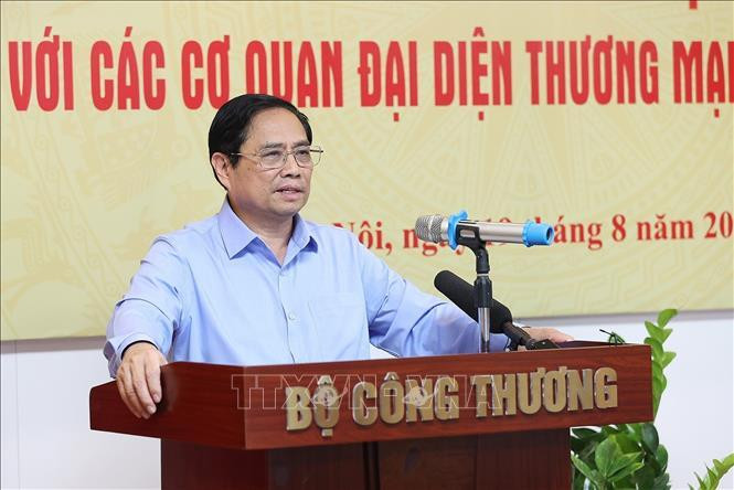 Thủ tướng Phạm Minh Chính phát biểu tại Hội nghị phát triển thị trường với hệ thống Thương vụ Việt Nam ở nước ngoài. Ảnh: Dương Giang/TTXVN Thủ tướng Phạm Minh Chính phát biểu tại Hội nghị phát triển thị trường với hệ thống Thương vụ Việt Nam ở nước ngoài. Ảnh: Dương Giang/TTXVN