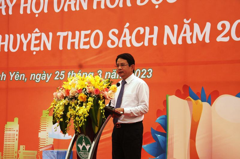 Ông Lê Anh Tân - PCT UBND thành phố Vĩnh Yên phát biểu tại sự kiện. Ông Lê Anh Tân - PCT UBND thành phố Vĩnh Yên phát biểu tại sự kiện.