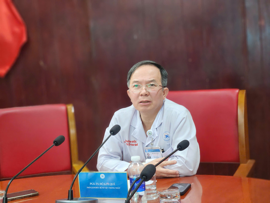 PGS.TS Đỗ Kim Quế - Phó Giám đốc Bệnh viện Thống Nhất chia sẻ tại buổi họp báo. Ảnh: BVCC z7147006947531-6f42019e936bd01eee057ef865e565f9.jpg