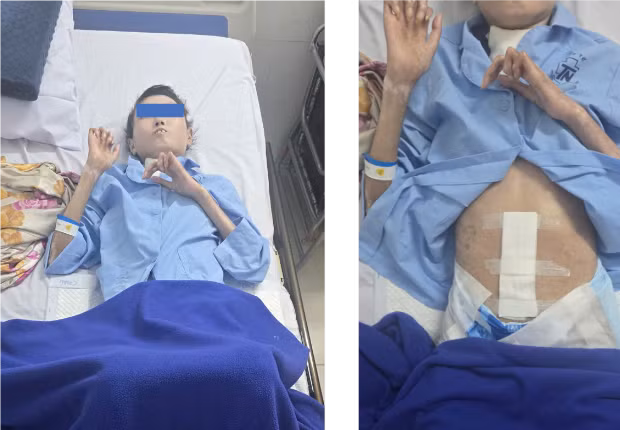 Bác sĩ thăm khám, kiểm tra lại sức khỏe cho nữ bệnh nhân trước ngày ra viện.