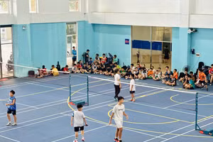 Lớp học năng khiếu môn cầu lông tại Cung thiếu nhi Đà Nẵng. Ảnh: Cung thiếu nhi Đà Nẵng.