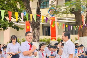 Trường THCS Ngô Thì Nhậm (quận Liên Chiểu, TP Đà Nẵng) truyền thông về tác hại của thuốc lá. 