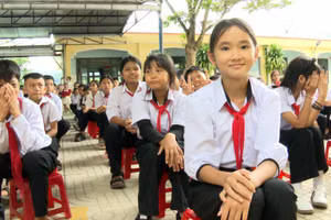 Học sinh Trường THCS Trà Mai (xã Nam Trà My, TP Đà Nẵng). Ảnh: Thông tin xã Nam Trà My.