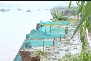 Một điểm sạt lở tại xã Tu Vũ.